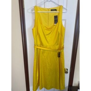 Lauren Ralph Lauren Yellow Dress Sleeveless‎ Belted MSRP $265 Size NWT